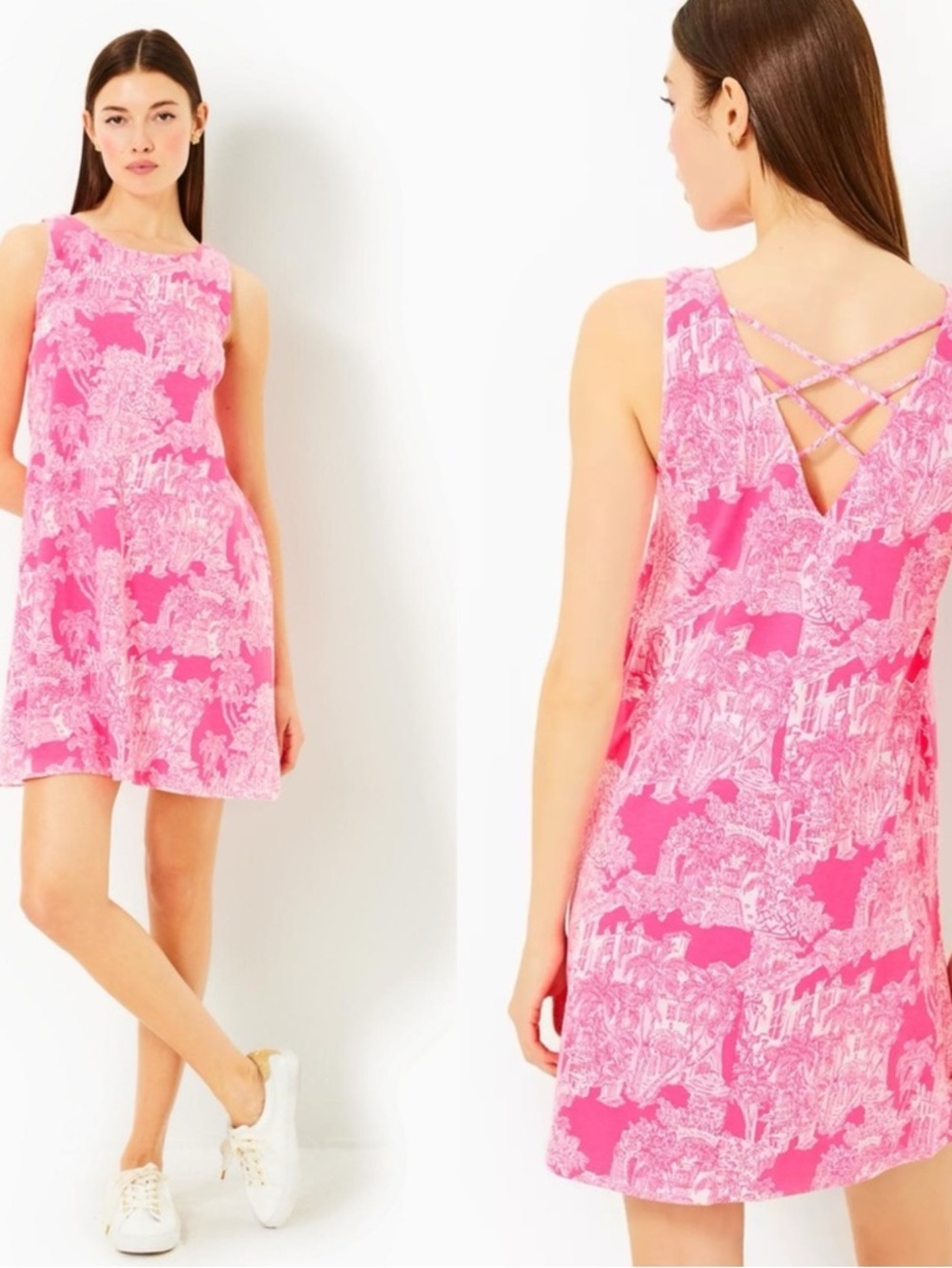 Lilly Pulitzer Kristen Swing
Dress Roxie Pink Palm Beach 
Anniversary Toile XXL